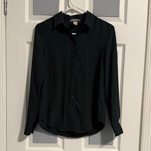 H&M Forest Green Button-Up Blouse